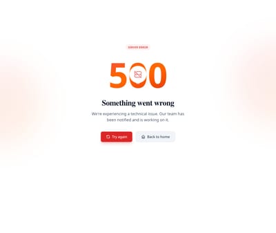Screenshot of Error 500 template