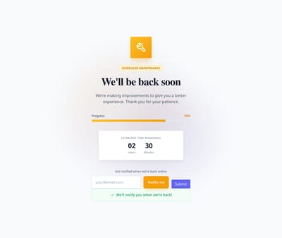 Screenshot of Maintenance Page template