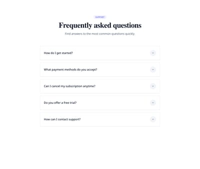 Screenshot of FAQ Accordion template