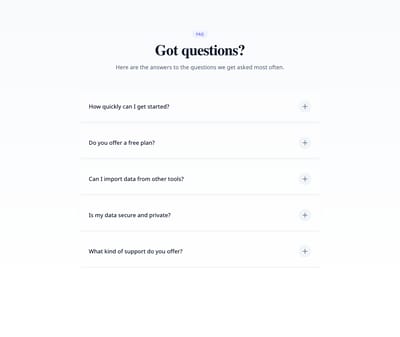Screenshot of FAQ Accordion Animated template
