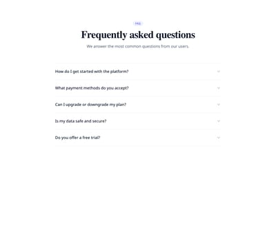 Screenshot of FAQ Accordion Bordered template
