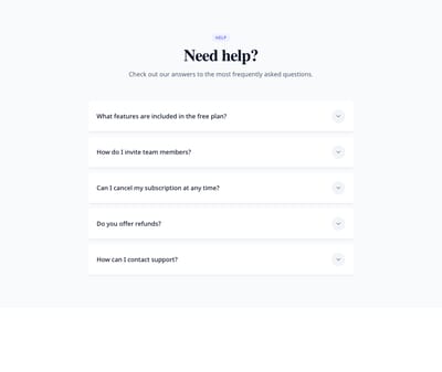 Screenshot of FAQ Accordion Cards template
