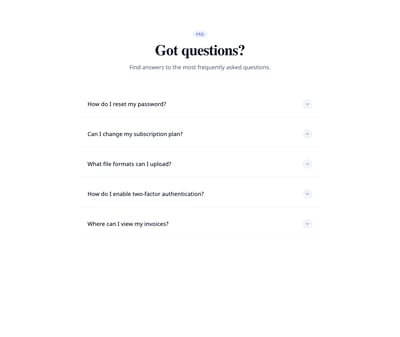 Screenshot of FAQ Accordion Colored template