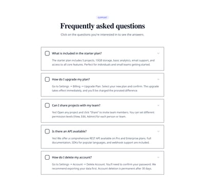Screenshot of FAQ Accordion Multi Open template