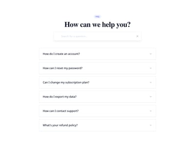 Screenshot of FAQ Accordion Search template