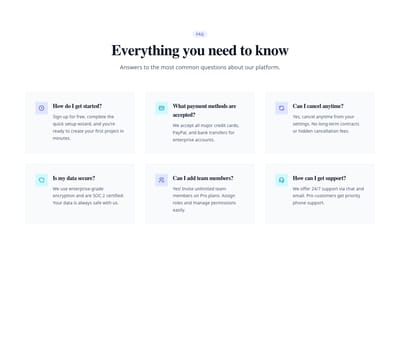 Screenshot of FAQ Grid template