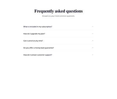 Screenshot of FAQ Section Centered template