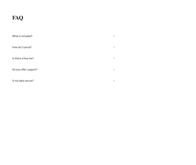 Screenshot of FAQ Section Minimal template