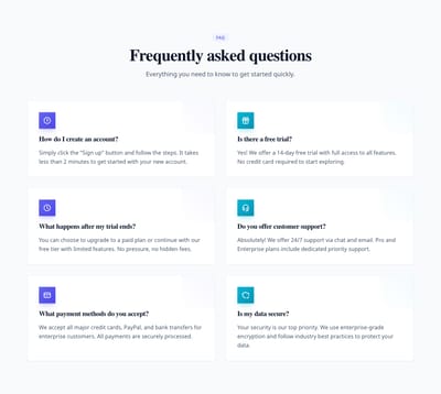 Screenshot of FAQ Two Columns template