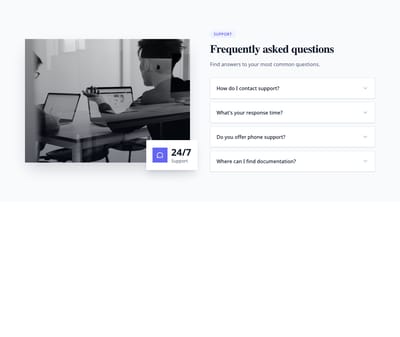 Screenshot of FAQ with Image template