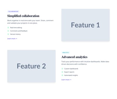 Screenshot of Features Alternating template
