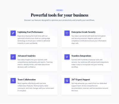 Screenshot of Features Grid 2 Columns template