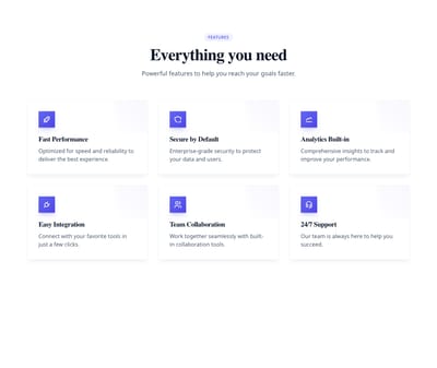 Screenshot of Features Grid 3 Columns template