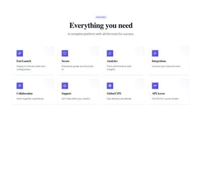 Screenshot of Features Grid 4 Columns template