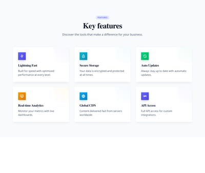 Screenshot of Features Grid Cards template
