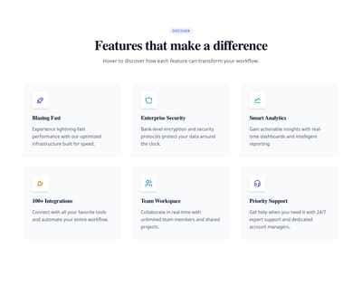 Screenshot of Features Grid Cards Hover template