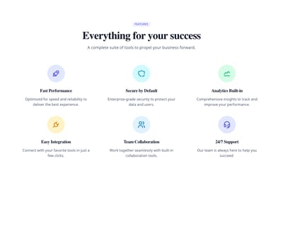 Screenshot of Features Grid Icons Colored template