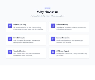 Screenshot of Features Grid Icons Left template