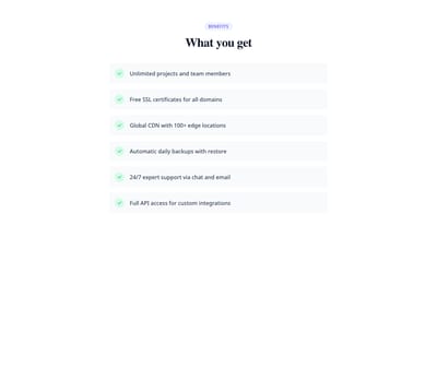 Screenshot of Features List Simple template