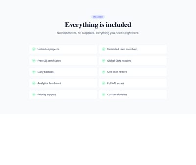 Screenshot of Features List Two Columns template