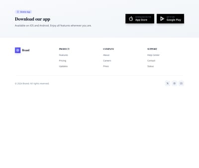Screenshot of Footer App Download template