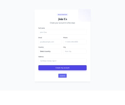 Screenshot of Form Mixed Columns template