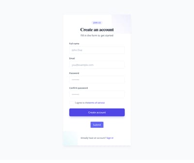 Screenshot of Form Register template