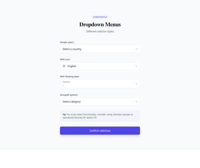 Screenshot of Form Select Enhanced template