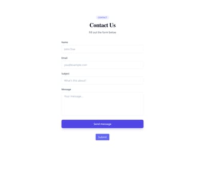 Screenshot of Form Single Column template