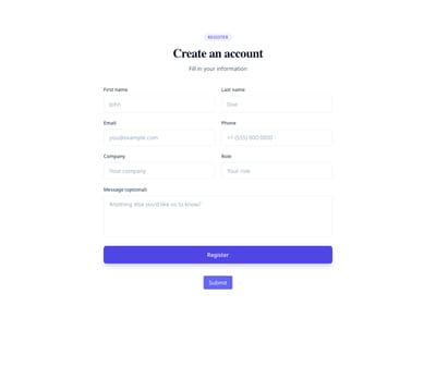 Screenshot of Form Two Columns template