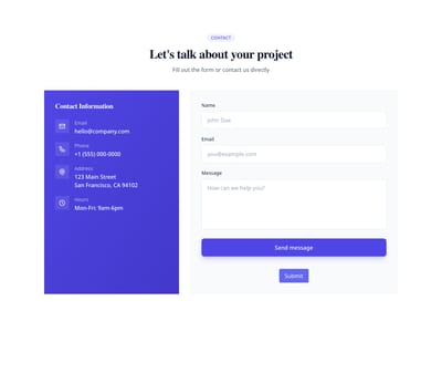 Screenshot of Form With Sidebar template