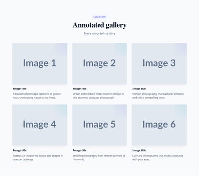 Screenshot of Gallery with Captions template