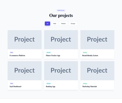 Screenshot of Grid Filterable template
