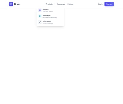Screenshot of Header with Dropdown template