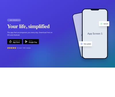 Screenshot of Hero App Download template