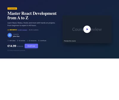 Screenshot of Hero Course Education template