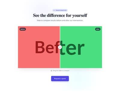 Screenshot of Hero Image Before After template