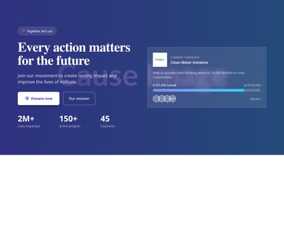 Screenshot of Hero Nonprofit Cause template