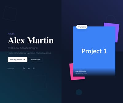 Screenshot of Hero Portfolio Creative template
