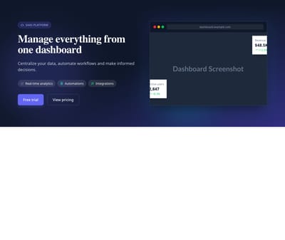 Screenshot of Hero SaaS Dashboard template