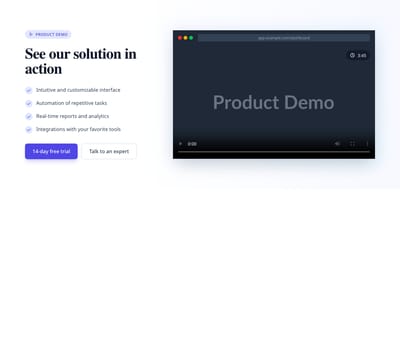 Screenshot of Hero Video Product Demo template