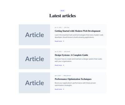 Screenshot of List Blog Posts template