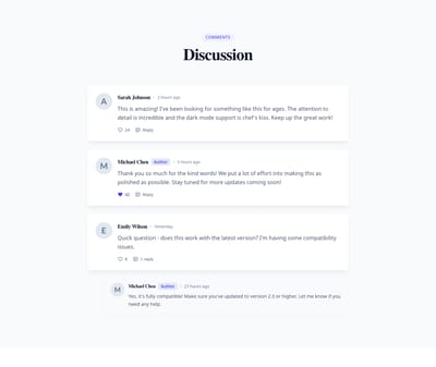 Screenshot of List Comments template