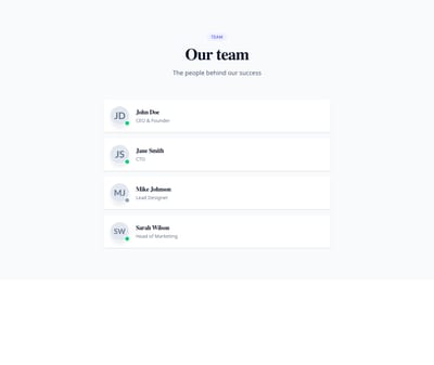Screenshot of List Detailed Avatar template