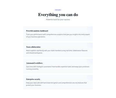 Screenshot of List Detailed Title Description template