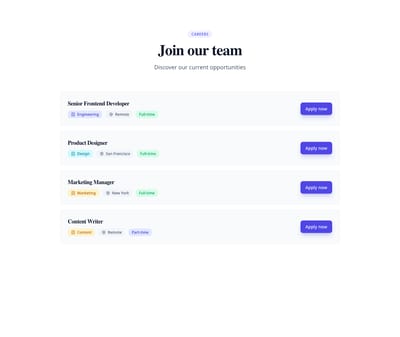 Screenshot of List Jobs template