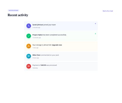 Screenshot of List Notifications template