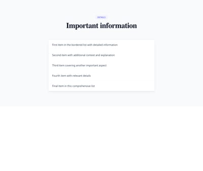 Screenshot of List Simple Bordered template