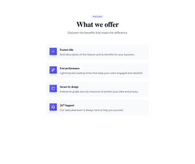 Screenshot of List Simple Icons template