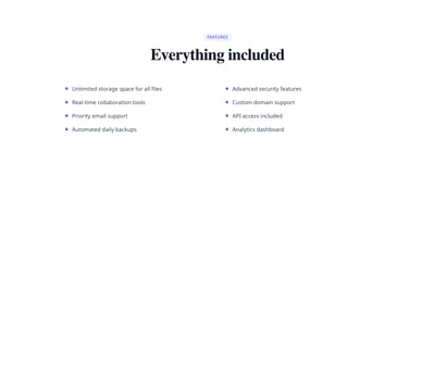 Screenshot of List Simple Two Columns template